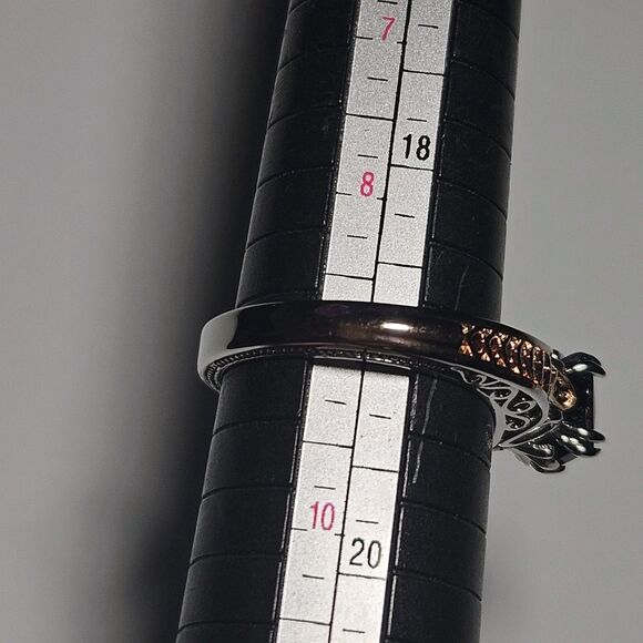 **Sale** Sterling Silver Gold Plated Black Rhinestone Ring Size 9 - Picture 6 of 12